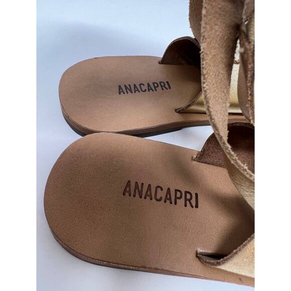 Ana Capri Women's Gladiator Metallic Gold Sandals Flats Size 37 US 6.5 - Picture 11 of 13